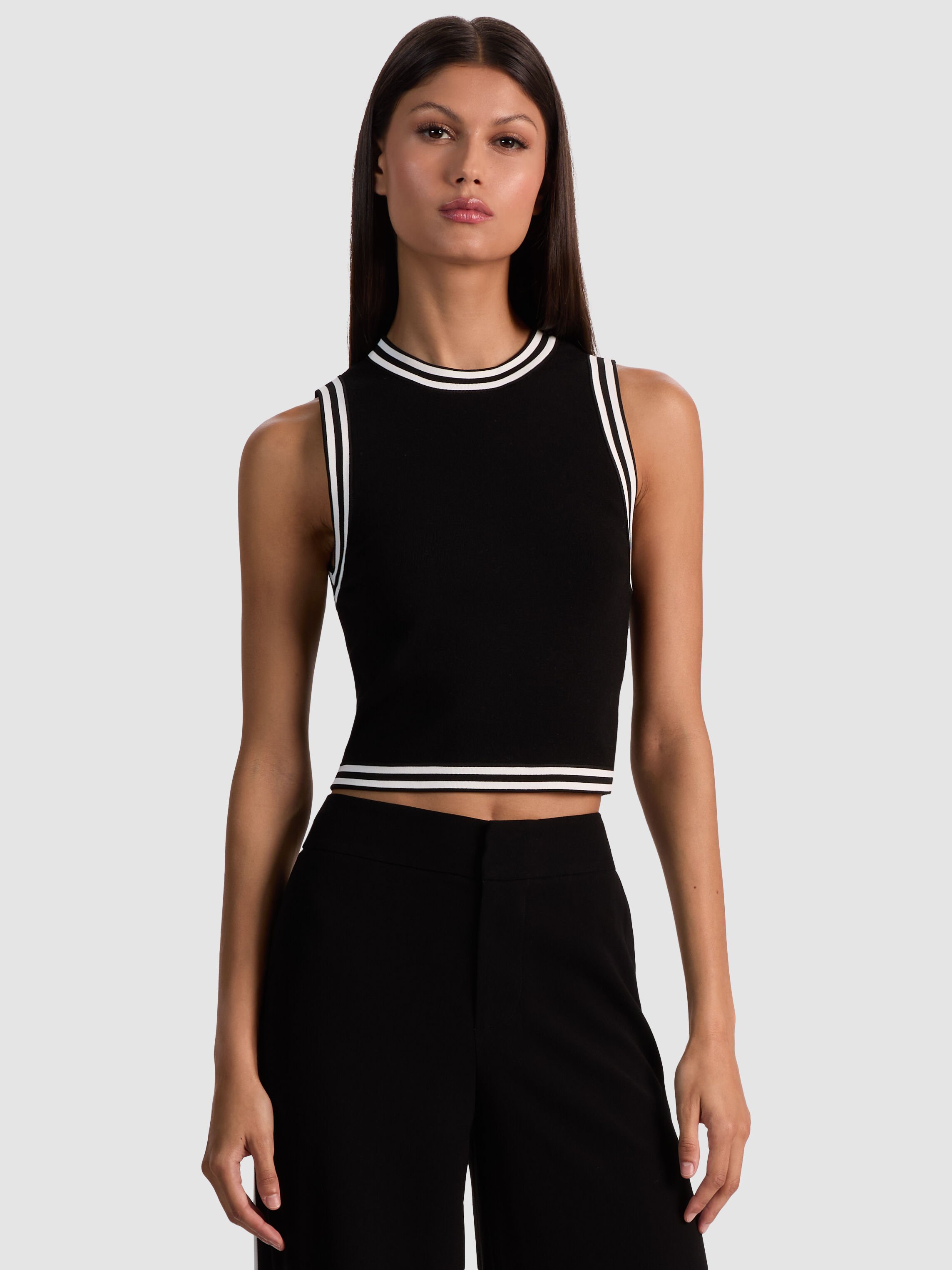 Amity Tank In Black Multi | Alice + Olivia