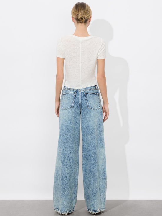 OFF WHITE-CINDY CROPPED LINEN TEE