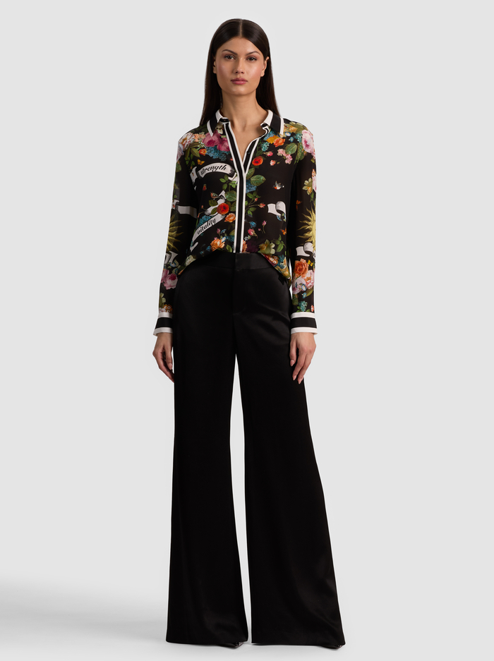 WILLA SILK BLOUSE - SOLAR STRENGTH BLACK image 1 - ALICE + OLIVIA