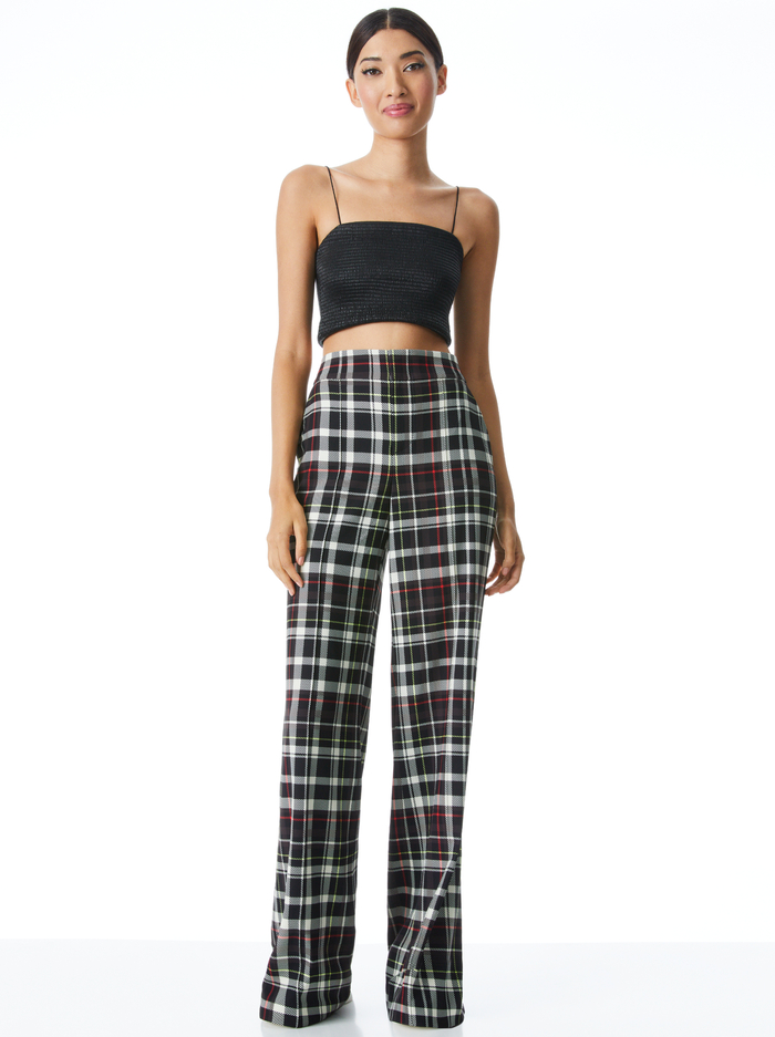 DYLAN PLAID WIDE LEG PANT - FREEDOM PLAID BLACK image 2 - Alice And Olivia
