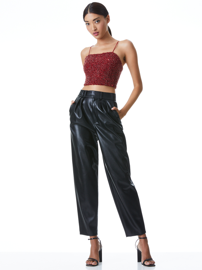 CERESI SEQUIN CROP TOP - DEEP RUBY image 4 - Alice And Olivia