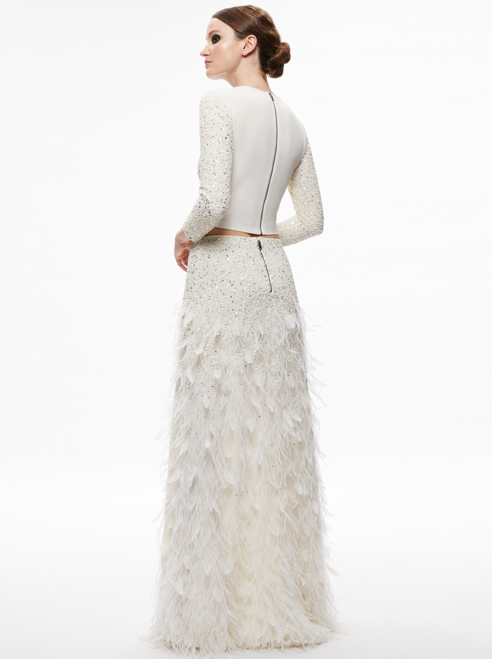 DELAINA EMBELLISHED CROP TOP - ECRU/ECRU image 1 - Alice And Olivia