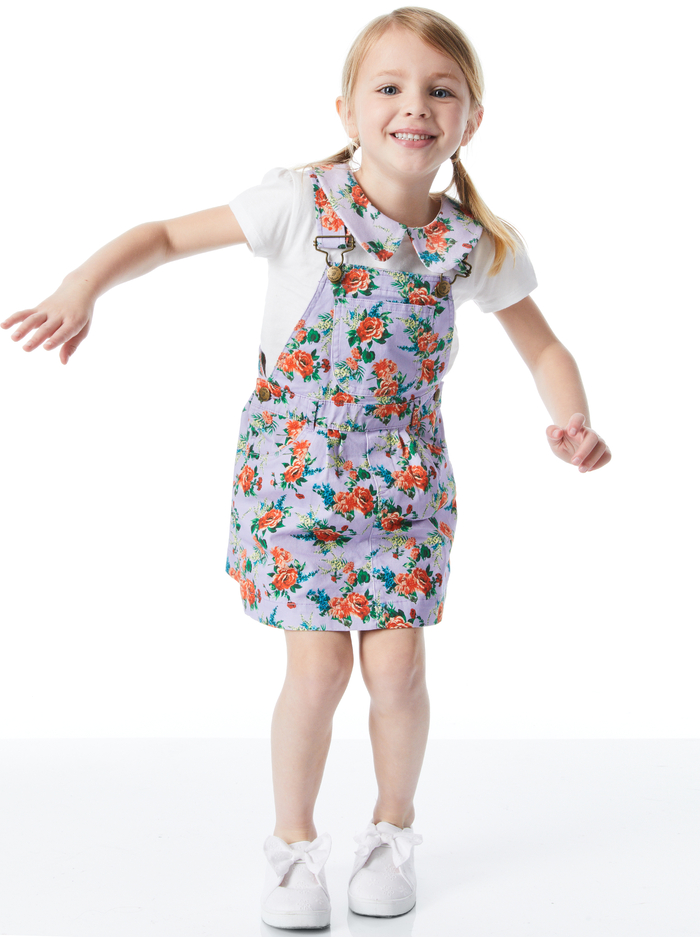 A+O x DOTTY DUNGAREES OVERALL DRESS - FLORAL EXPRESS SM LAVENDER image 3 - Alice And Olivia