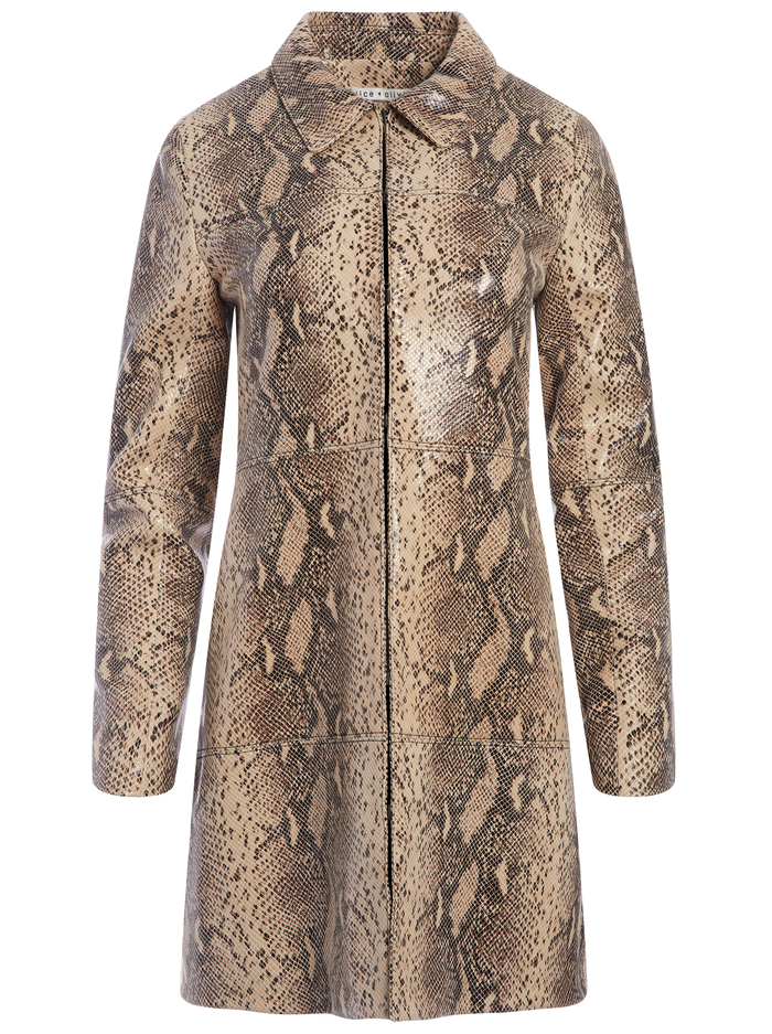 LOGAN LEATHER SNAKESKIN COAT - TAN/BLACK image 5 - Alice And Olivia
