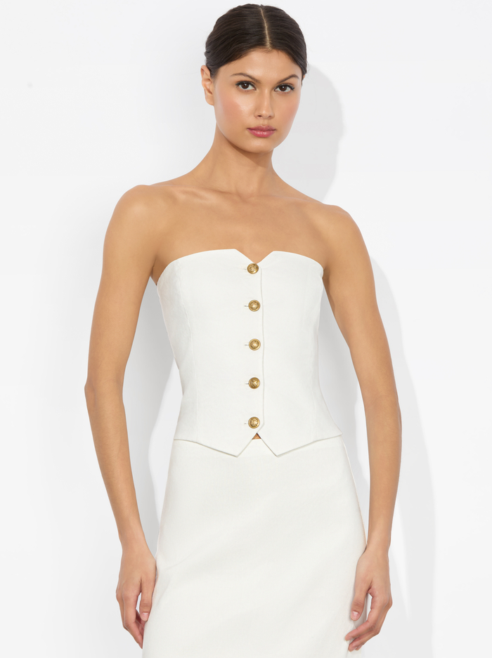 KELCEY STRAPLESS LINEN VEST - OFF WHITE - Alice And Olivia