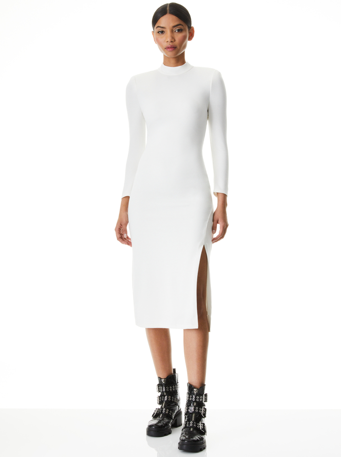 Inka Open Back Midi Dress In Off White Black Alice And Olivia
