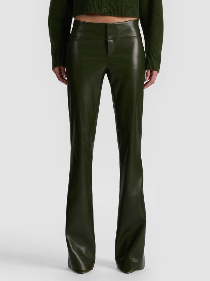 OLIVIA VEGAN BOOTCUT PANT - DARK OLIVE - ALICE + OLIVIA