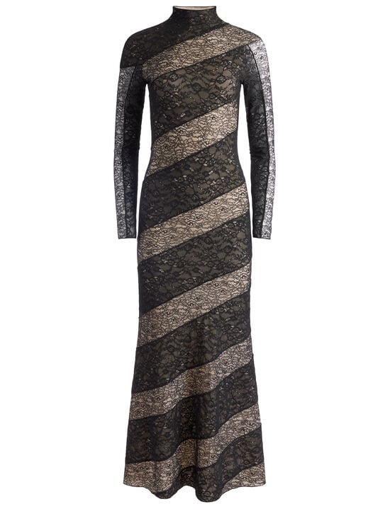 BLACK-DELORA LACE PANELED DRESS