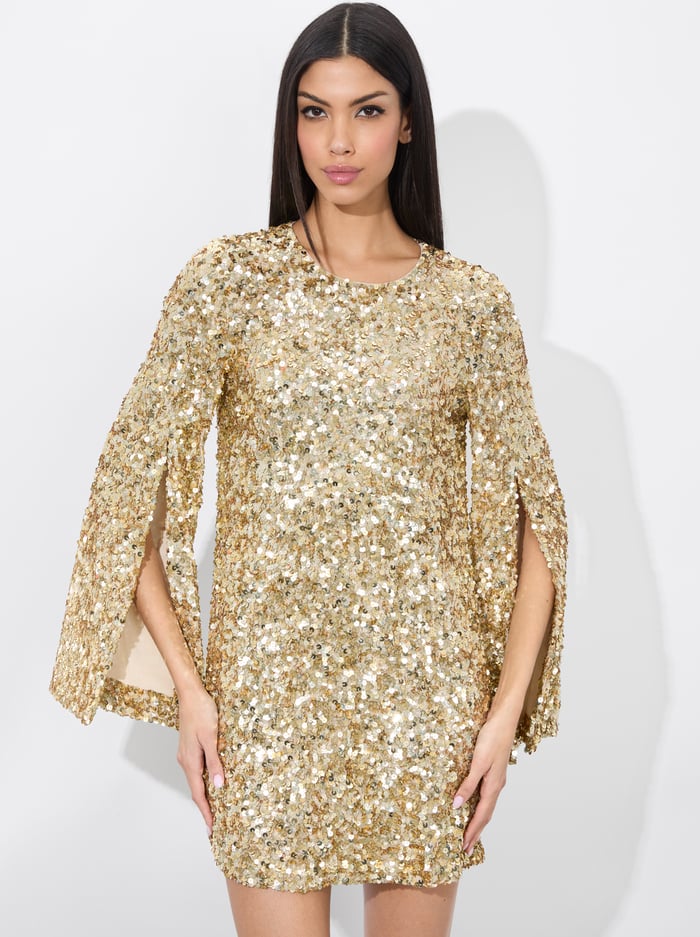 ELEONORA MINI DRESS - CHAMPAGNE/PALE GOLD image 3 - Alice And Olivia