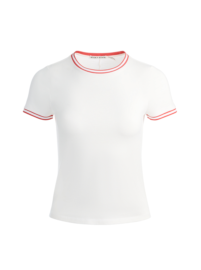 CINDY RINGER TEE - OFF WHITE/CHILI PEPPER image 5 - ALICE + OLIVIA