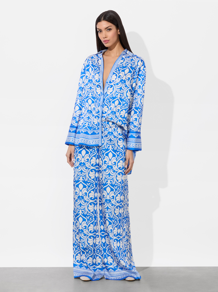 KIVA OVERSIZED PAJAMA SHIRT - SOIREE TRUE BLUE image 4 - Alice And Olivia