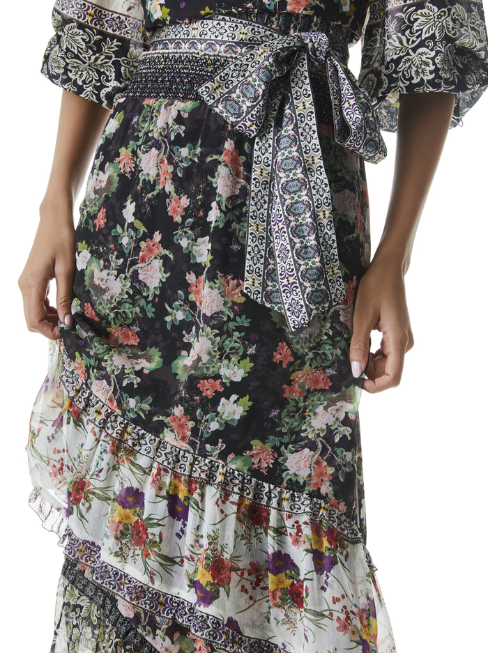 CARALIE HIGH LOW SKIRT - DREAM CASTLE MULTI image 3 - Alice And Olivia