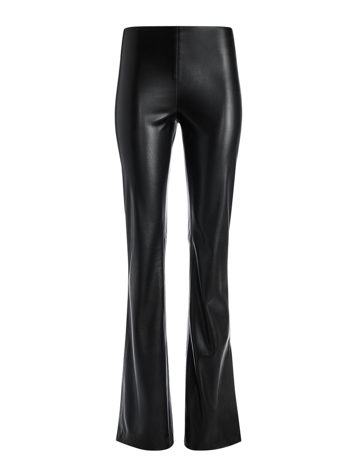 Teeny Vegan Leather Side Slit Pant In Black | Alice + Olivia