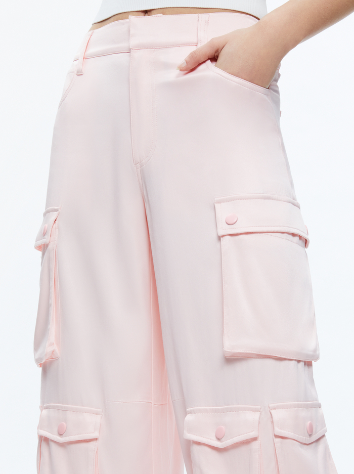 OLYMPIA MID RISE BAGGY CARGO PANTS - PINK LACE image 3 - Alice And Olivia