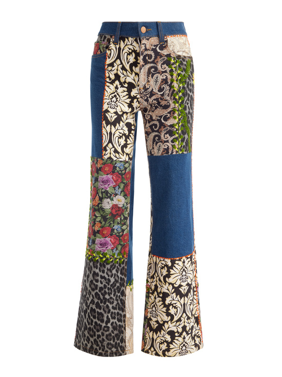 LOLA BLUE/MULTI-WEEZY MIXED MEDIA JEAN