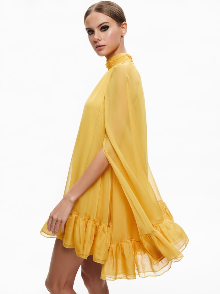 ERNA MOCK NECK CAPE SLEEVE MINI DRESS - TUSCANY image 2 - Alice And Olivia