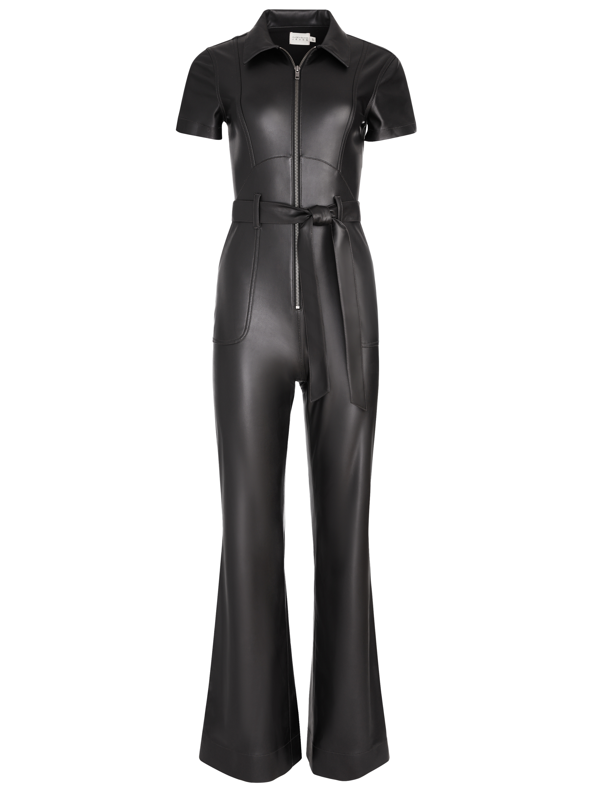 Black Lace Up Vegan Leather Jumpsuit Corset Outfit Party Costume