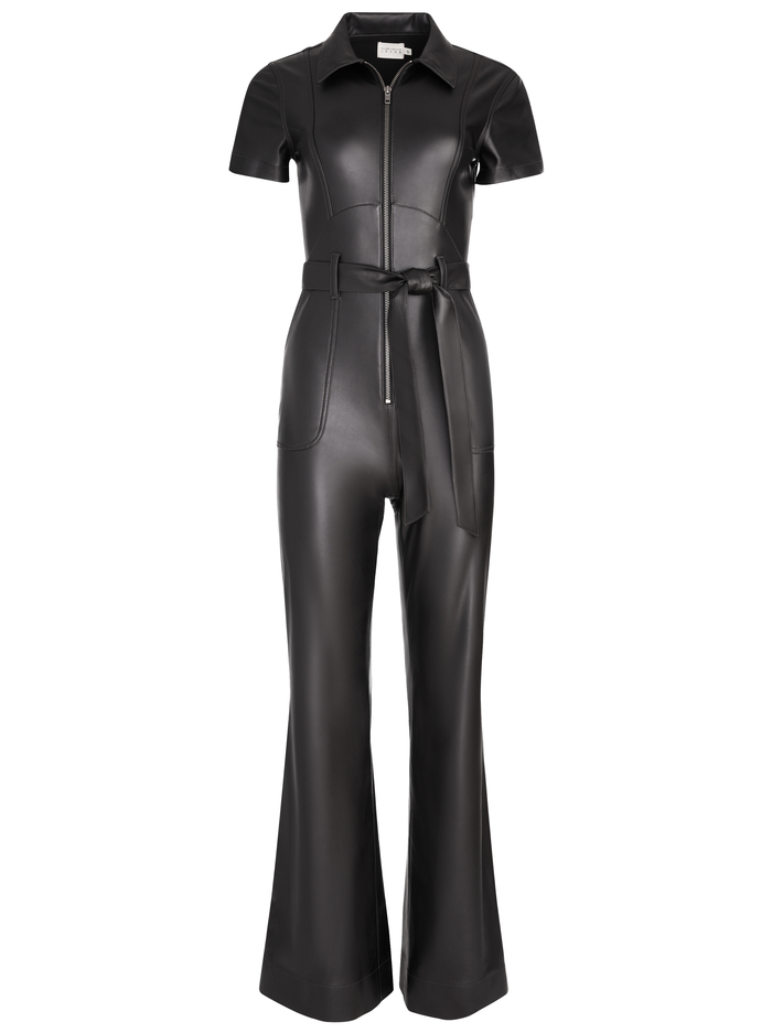 GORGEOUS VEGAN LEATHER JUMPSUIT - BLACK image 5 - ALICE + OLIVIA