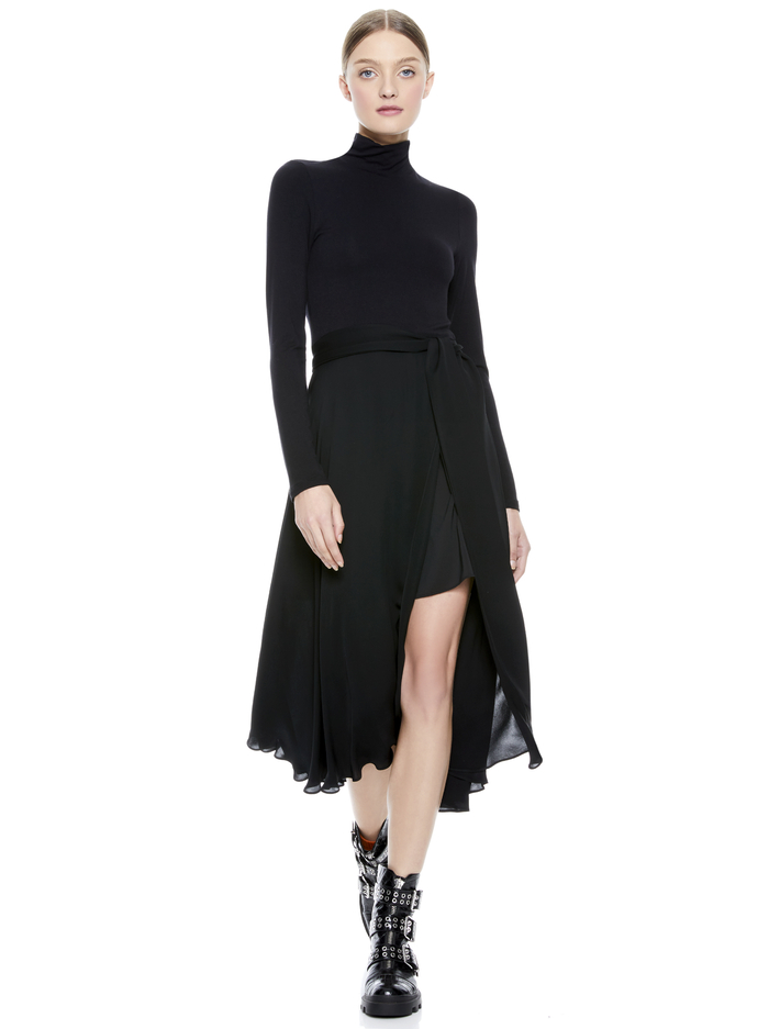 CLARE TURTLENECK MIDI DRESS - BLACK image 3 - Alice And Olivia