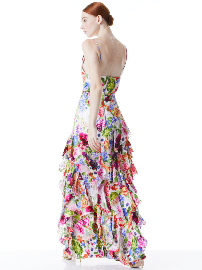 HAYDEN V-NECK FRONT RUFFLE DRESS - FLOWER SHOP image 1 - Alice And Olivia