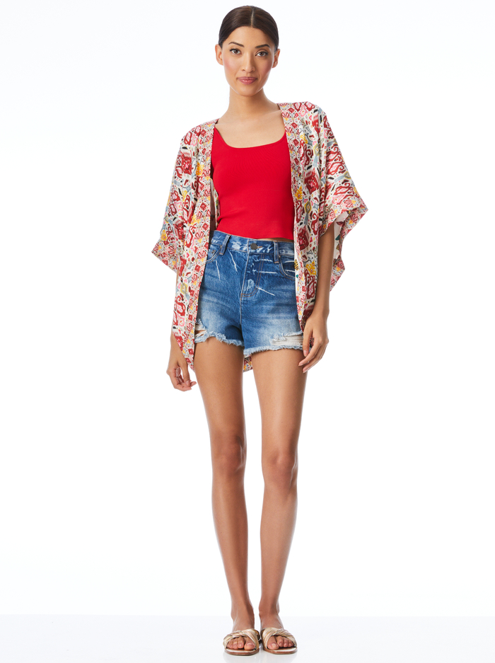 TRACY REVERSIBLE COCOON KIMONO - VINTAGE MARKET LG image 4 - Alice And Olivia