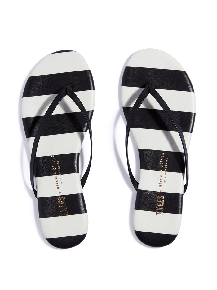 A+O  x TKEES LILY FLIP FLOP - POSITANO STRIPE SM BLACK - Alice And Olivia