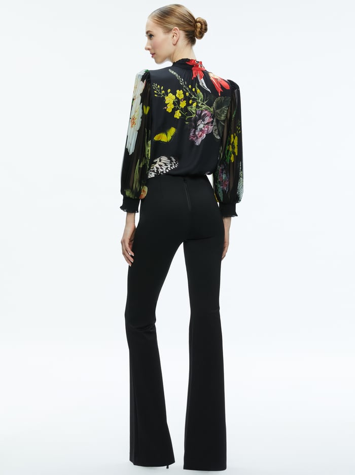 ILAN PLEATED BLOUSON SLEEVE BUTTON FRONT BLOUSE - ESSENTIAL FLORAL image 1 - Alice And Olivia