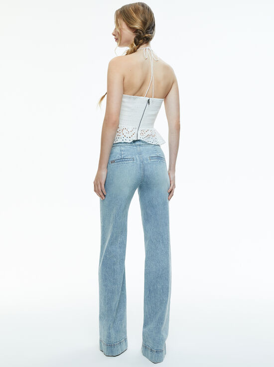 OFF WHITE-LIVIA HALTER PEPLUM TOP