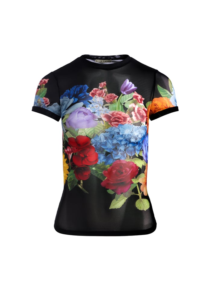 TESS TEE - GARDEN BRUNCH BLACK image 6 - Alice And Olivia
