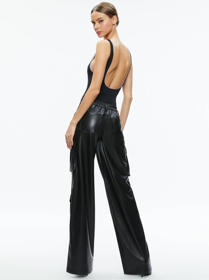 REMY SCOOP REVERSIBLE BODYSUIT - BLACK/OFF WHITE image 1 - Alice And Olivia