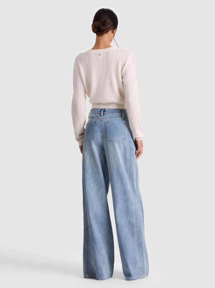 DOLLIE CASHMERE CABLEKNIT CARDIGAN - ECRU image 2 - Alice And Olivia