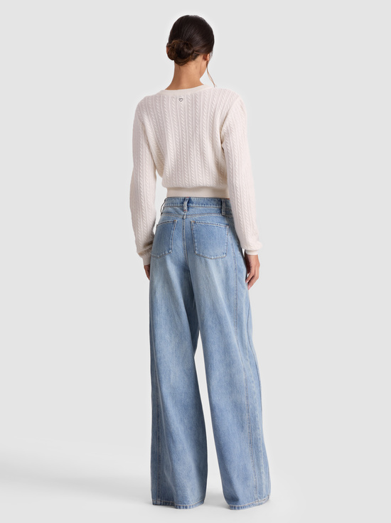 ECRU-DOLLIE CASHMERE CABLEKNIT CARDIGAN