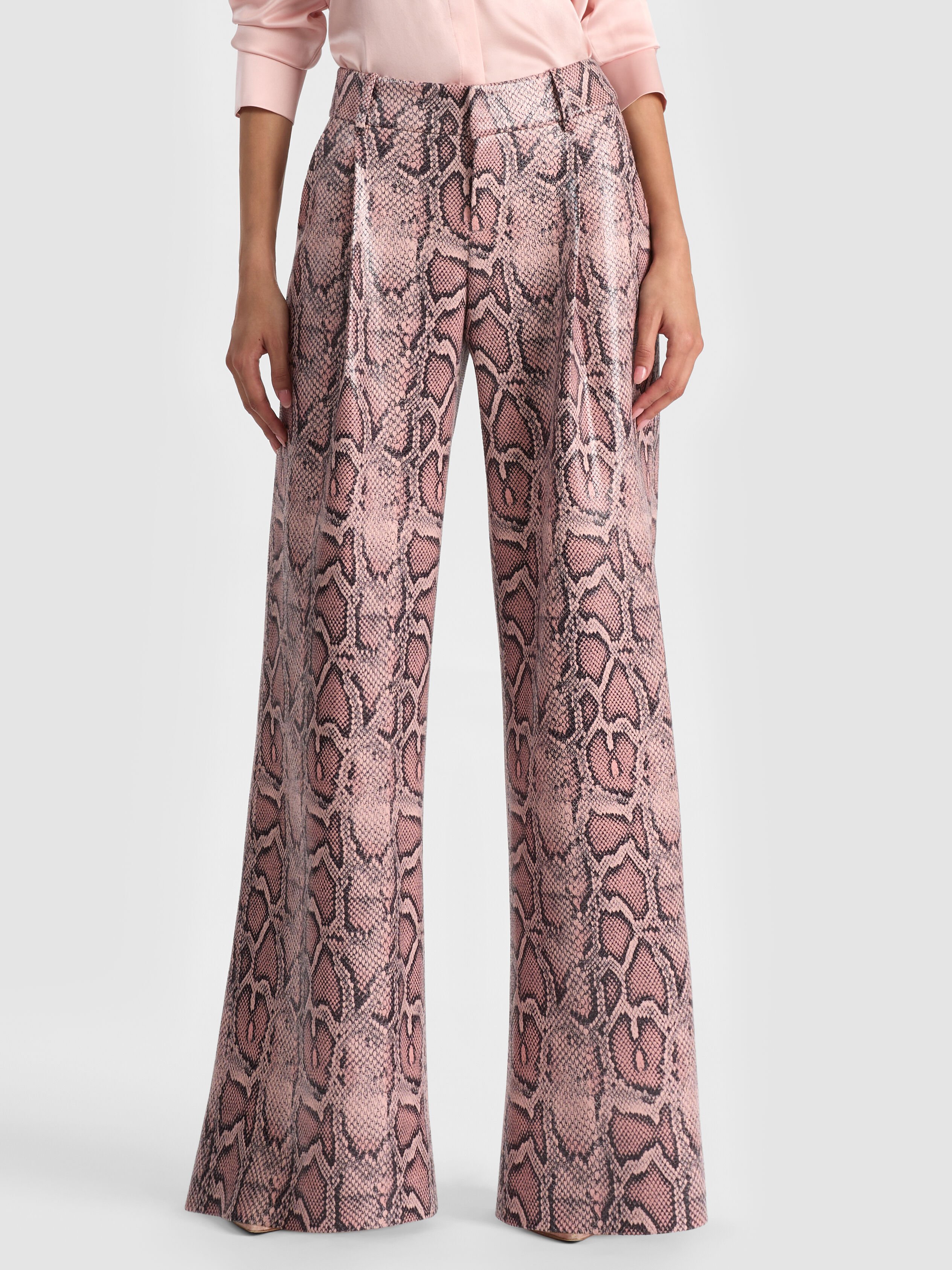 ERIC VEGAN SNAKESKIN PANT in ENGLISH ROSE/BLACK SNAKE | ALICE + OLIVIA