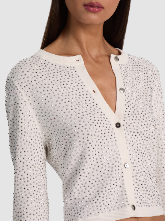 SOFT WHITE-DOLLIE EMBELLISHED CARDIGAN