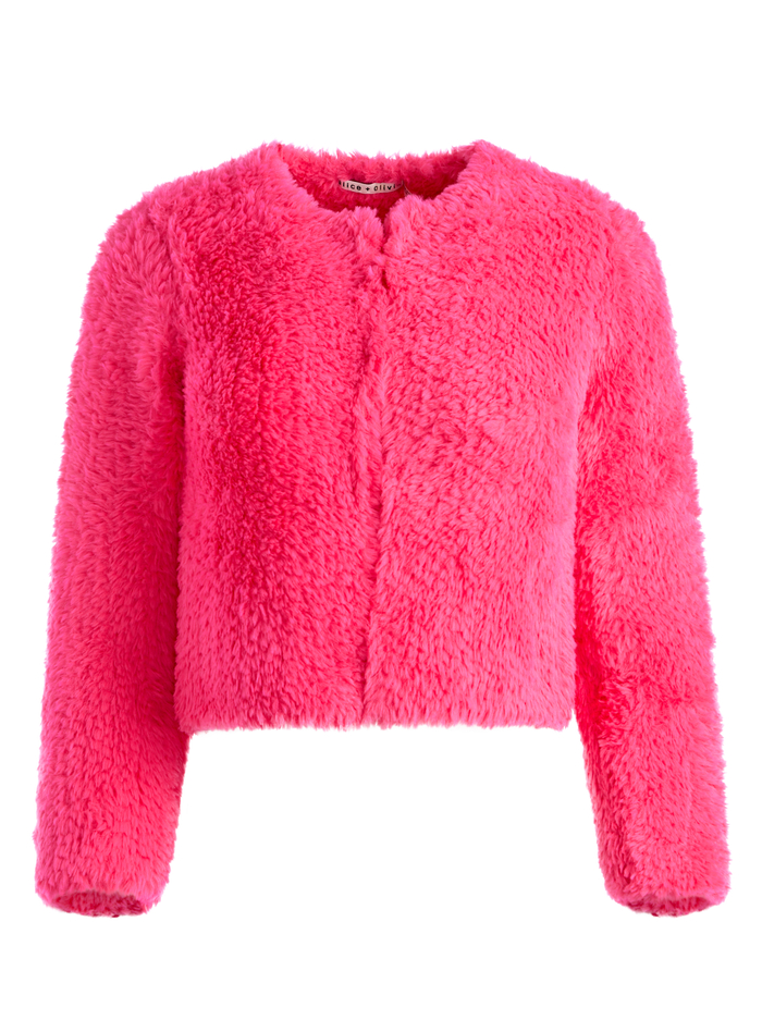 FAWN FAUX FUR JACKET - WILD PINK image 5 - ALICE + OLIVIA