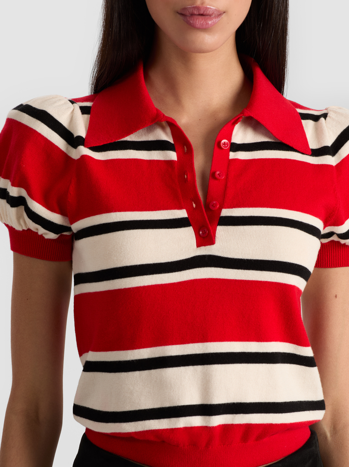 RAMONA STRIPED PULLOVER - PERFECT RUBY MULTI image 3 - Alice And Olivia