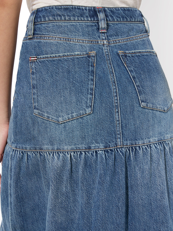 LIANA VINTAGE BLUE-MINDY TIERED MAXI SKIRT