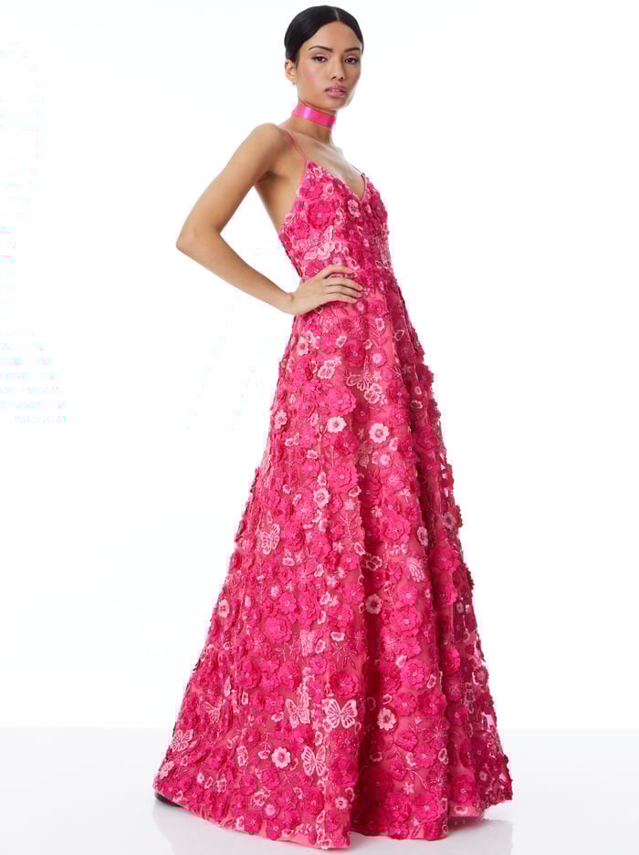 DOMENICA EMBELLISHED BALL GOWN - CANDY MULTI image 4 - Alice And Olivia