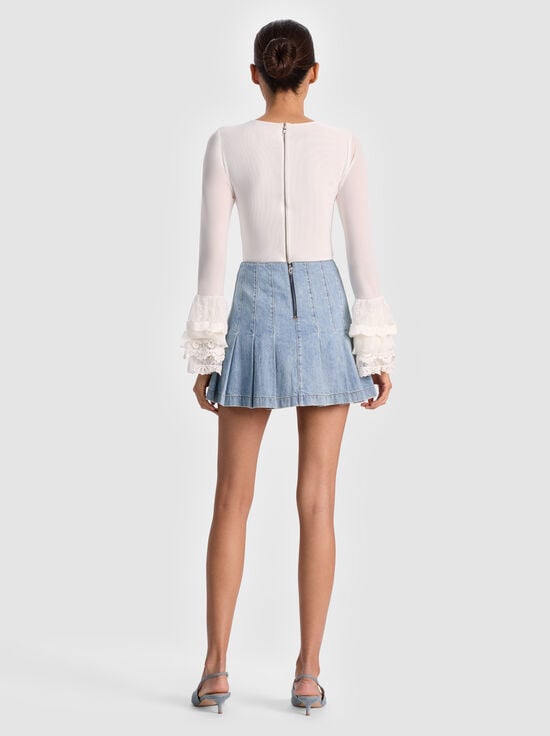 OFF WHITE-DELAINA TOP WITH RUFFLE CUFF