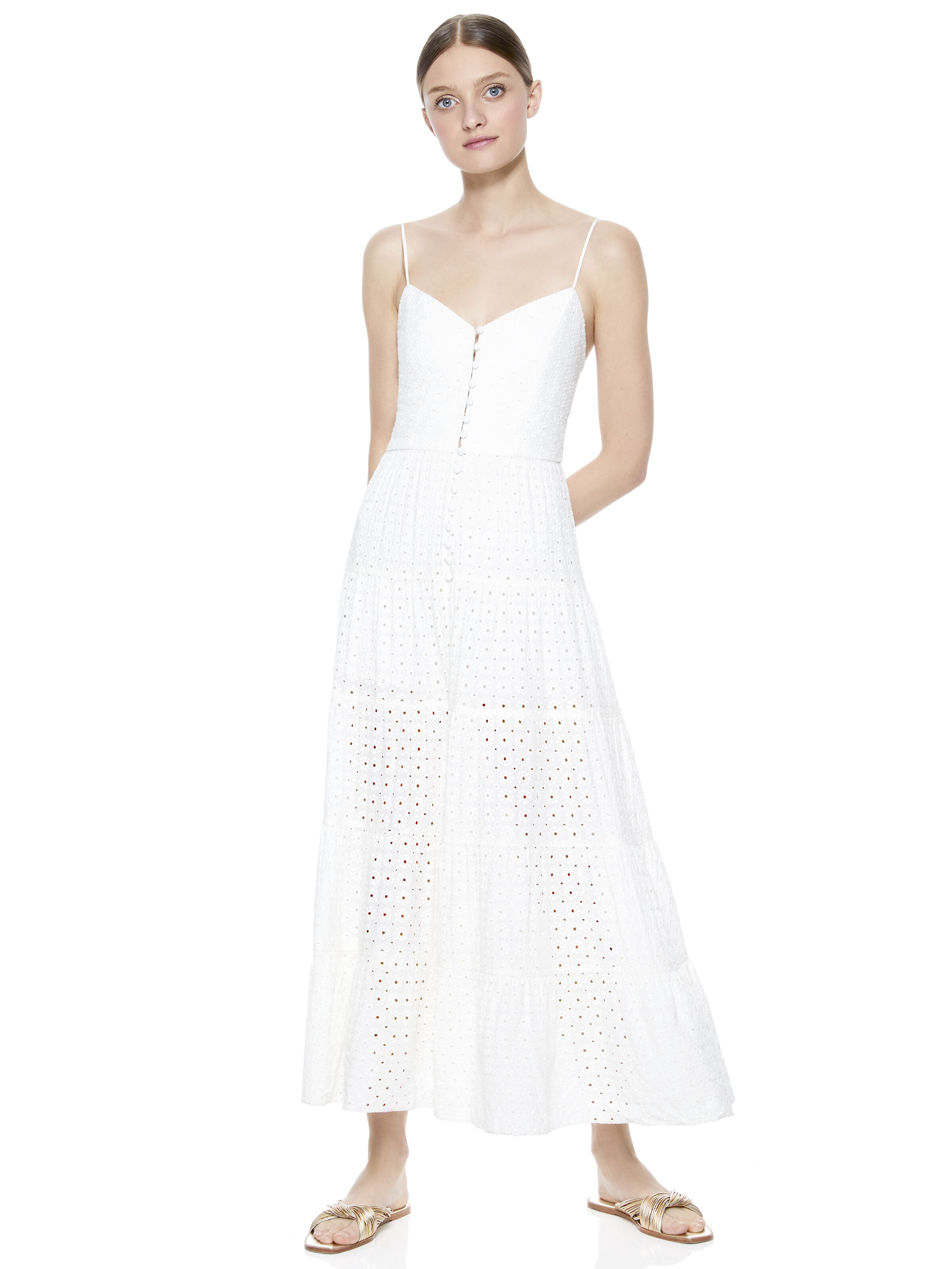 white button down maxi dress