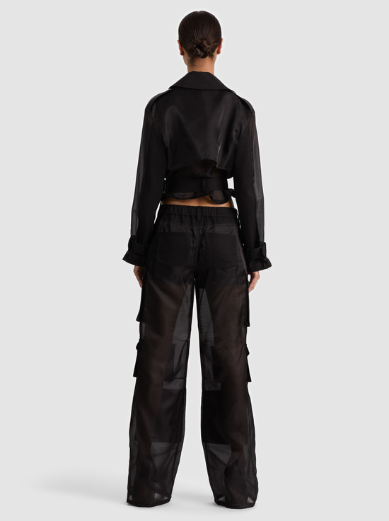 BLACK-KEITH SHEER COMBO CROPPED TRENCH