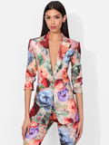 BREANN FITTED LONG BLAZER - STORM FLORAL SM