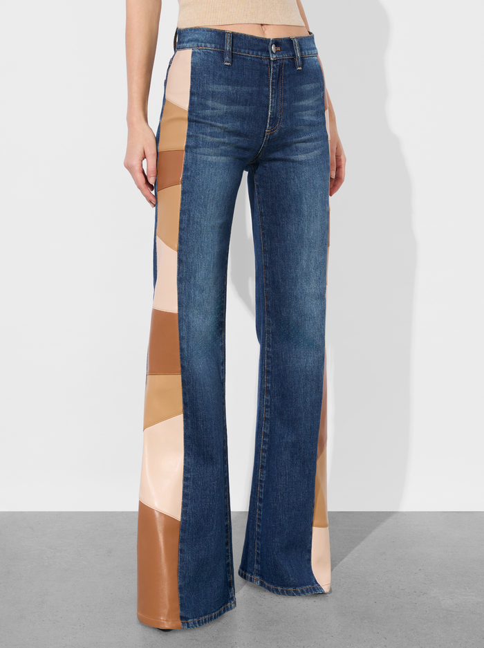 SB VEGAN PATCHWORK JEAN - DARBY VINTAGE BLUE - Alice And Olivia