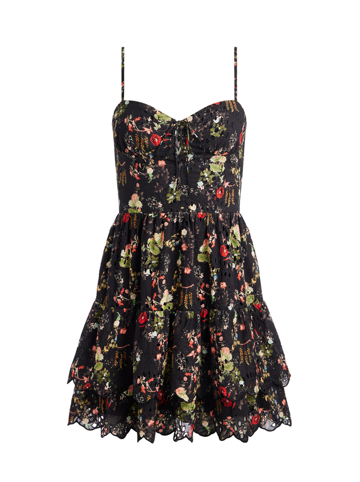 DAISY TIE FRONT TIERED RUFFLE MINI DRESS - BLUSH KISS BLACK image 5 - Alice And Olivia