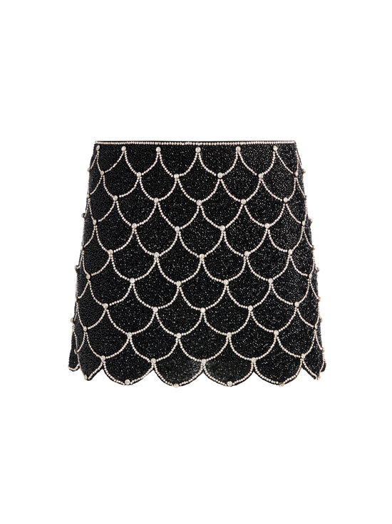 BLACK/SILVER-RUBI EMBELLISHED MINI SKIRT