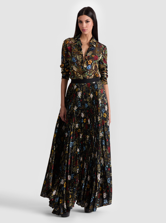 WILLA SILK BLOUSE - TAPESTRY TRAILS SM BLACK image 1 - Alice And Olivia