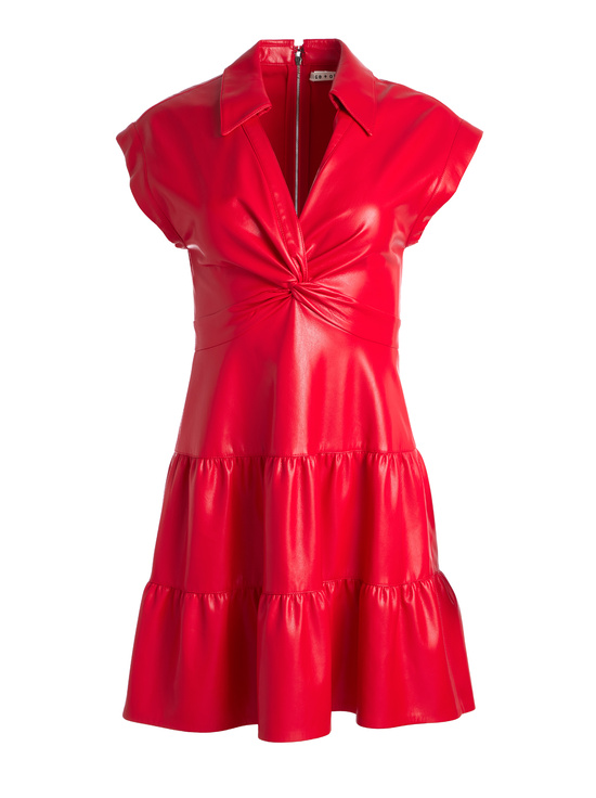 BRIGHT RUBY-MILA VEGAN MINI DRESS