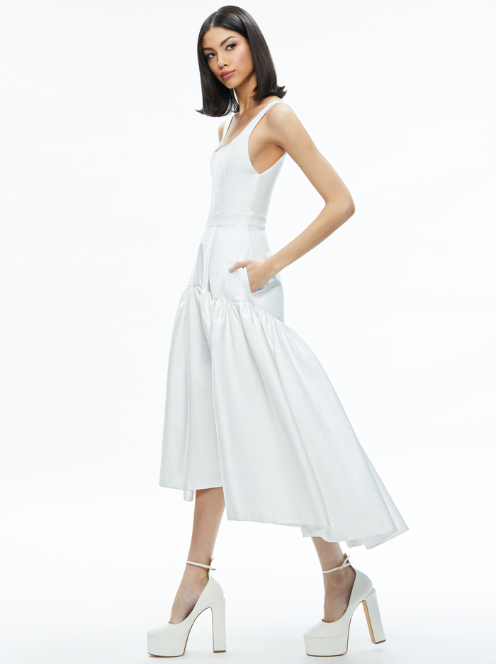 DIANA SLEEVELESS STRUCTURED MIDI DRESS - OFF WHITE image 4 - Alice And Olivia