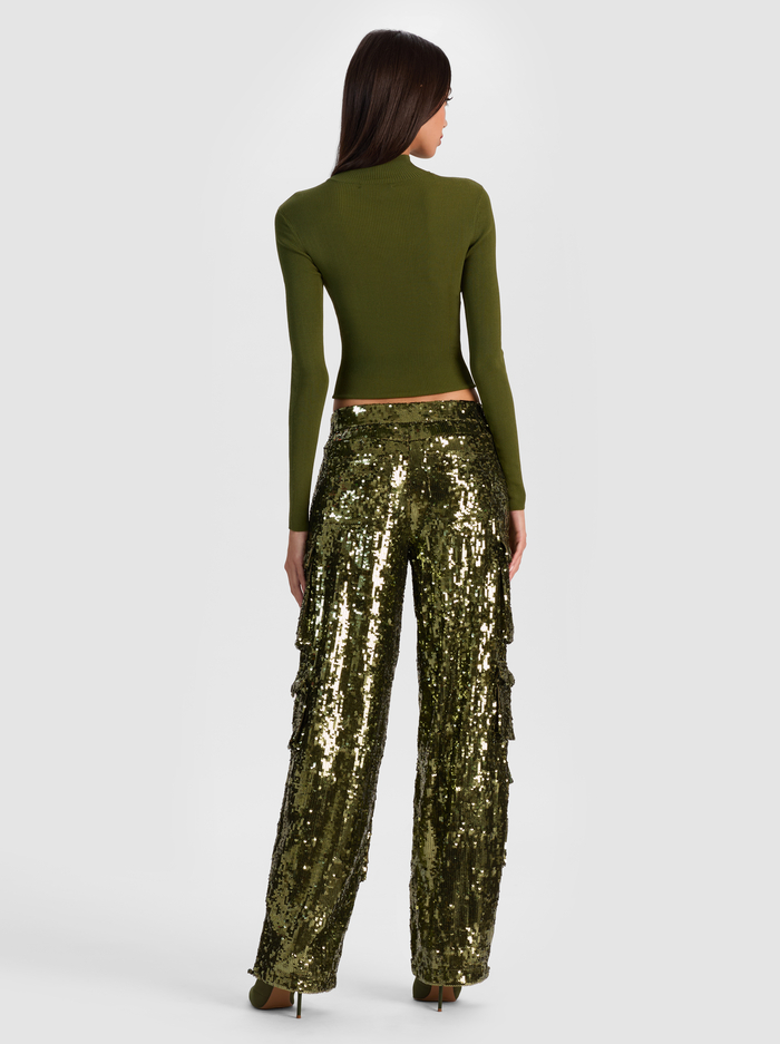 OLYMPIA SEQUIN CARGO PANT - DARK OLIVE image 2 - ALICE + OLIVIA