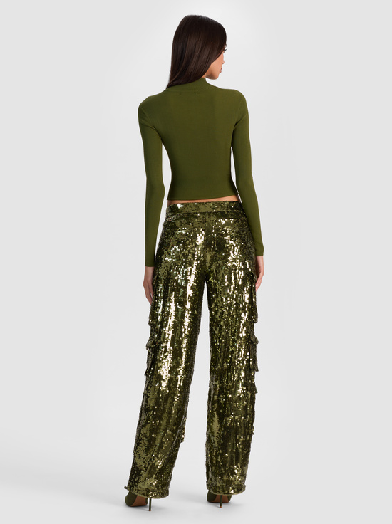 DARK OLIVE-OLYMPIA SEQUIN CARGO PANT